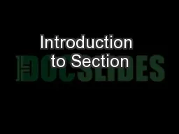 Introduction to Section