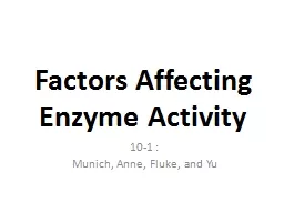 Factors Affecting Enzyme Activity