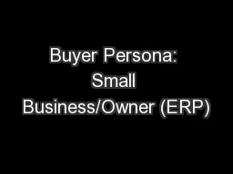 Buyer Persona: Small Business/Owner (ERP)
