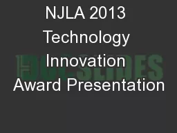 NJLA 2013 Technology Innovation Award Presentation