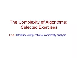 The Complexity of Algorithms: