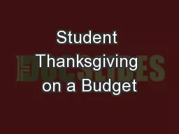 Student Thanksgiving on a Budget