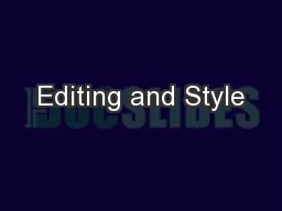Editing and Style