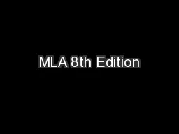 MLA 8th Edition