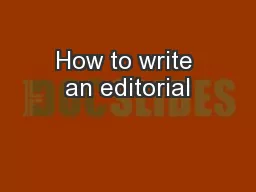 How to write an editorial