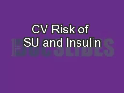 CV Risk of SU and Insulin