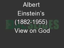 Albert Einstein’s (1882-1955) View on God