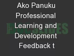 Ako Panuku Professional Learning and Development Feedback t