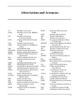 Ab breviations and Acronyms AA Alcoholics Anonymous AS
