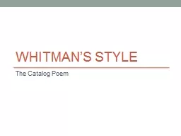 Whitman’s Style