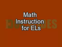 Math Instruction for ELs