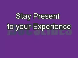 Stay Present to your Experience