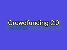 Crowdfunding 2.0