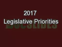 2017 Legislative Priorities