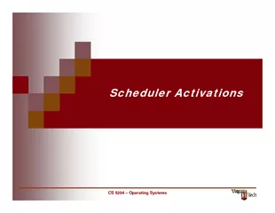 CS   Operating Systems Scheduler Activations  CS   Ope