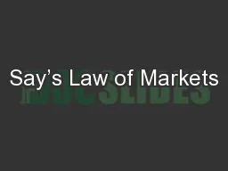 Say’s Law of Markets