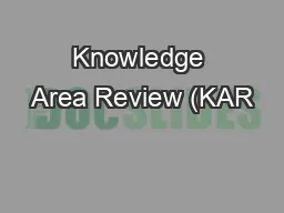 Knowledge Area Review (KAR