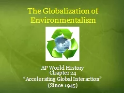 The Globalization of Environmentalism