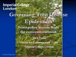 Governing Tree Disease Epidemics: