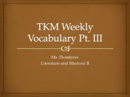TKM Weekly Vocabulary Pt. III