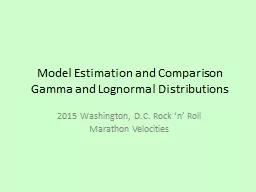 Model Estimation and Comparison