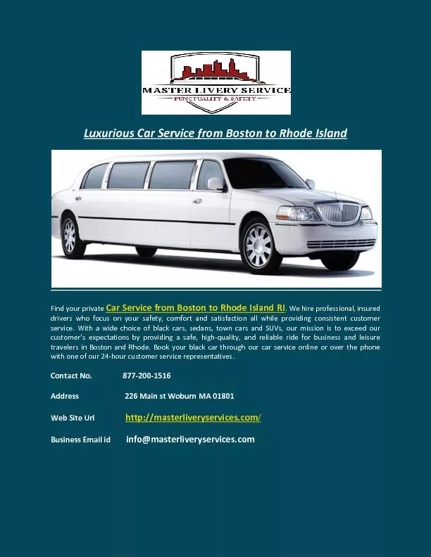 Luxurious Car Service from Boston to Rhode Island