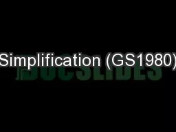Simplification (GS1980)