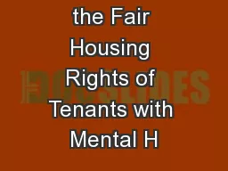 Protecting the Fair Housing Rights of Tenants with Mental H