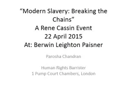 “Modern Slavery: Breaking the Chains”