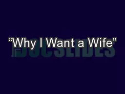 “Why I Want a Wife”