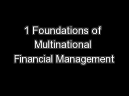 1 Foundations of Multinational Financial Management