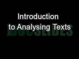 Introduction to Analysing Texts