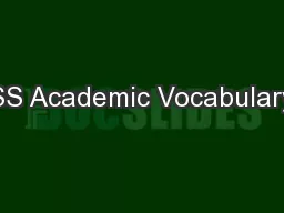 SS Academic Vocabulary