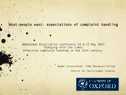 What people want: expectations of complaint handling