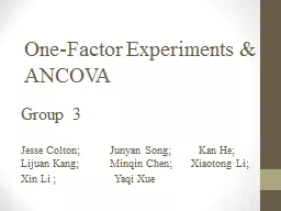 One-Factor Experiments & ANCOVA