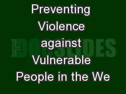 Preventing Violence against Vulnerable People in the We