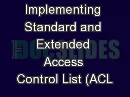 Implementing Standard And Extended Access Control List Acl 