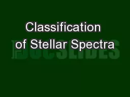 Classification of Stellar Spectra