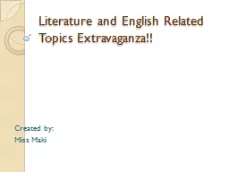 Literature and English Related Topics Extravaganza!!