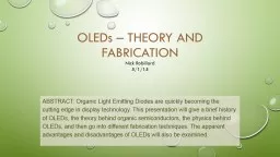 OLEDs – THEORY AND FABRICATION