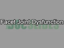 Facet Joint Dysfunction