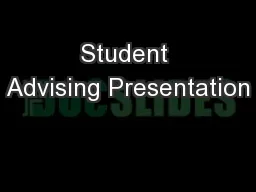 Student Advising Presentation