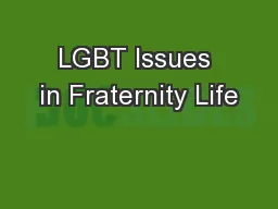 LGBT Issues in Fraternity Life