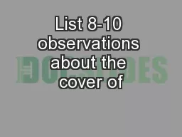 List 8-10 observations about the cover of