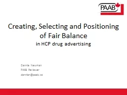 Creating, Selecting and Positioning of Fair Balance
