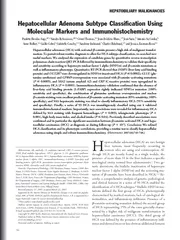 HEPATOBILIARY MALIGNANCIES Hepatocellular Adenoma Subt
