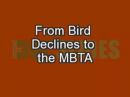 From Bird Declines to the MBTA