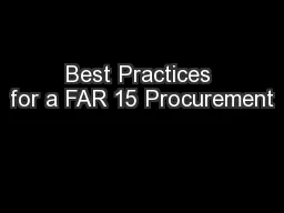 Best Practices for a FAR 15 Procurement