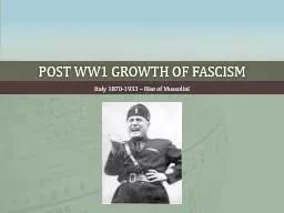 Post WW1 Growth of Fascism