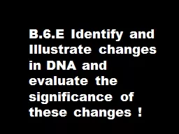 B.6.E Identify and Illustrate changes in DNA and evaluate t